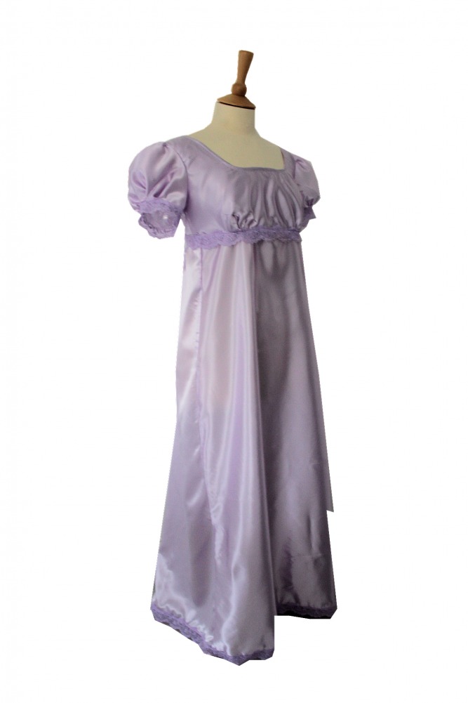  For Sale Ladies Regency 19th Century Jane Austen Elizabeth Bennet Pride And Prejudice Puffed Sleeved Lilac Evening Gown Dress Size 14 - 16 UK Image